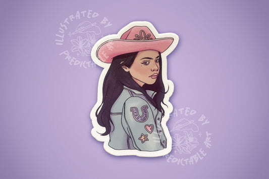 Moody Cowgirl | 3" Illustrated Matte Vinyl Sticker