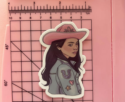 Moody Cowgirl | 3" Illustrated Matte Vinyl Sticker
