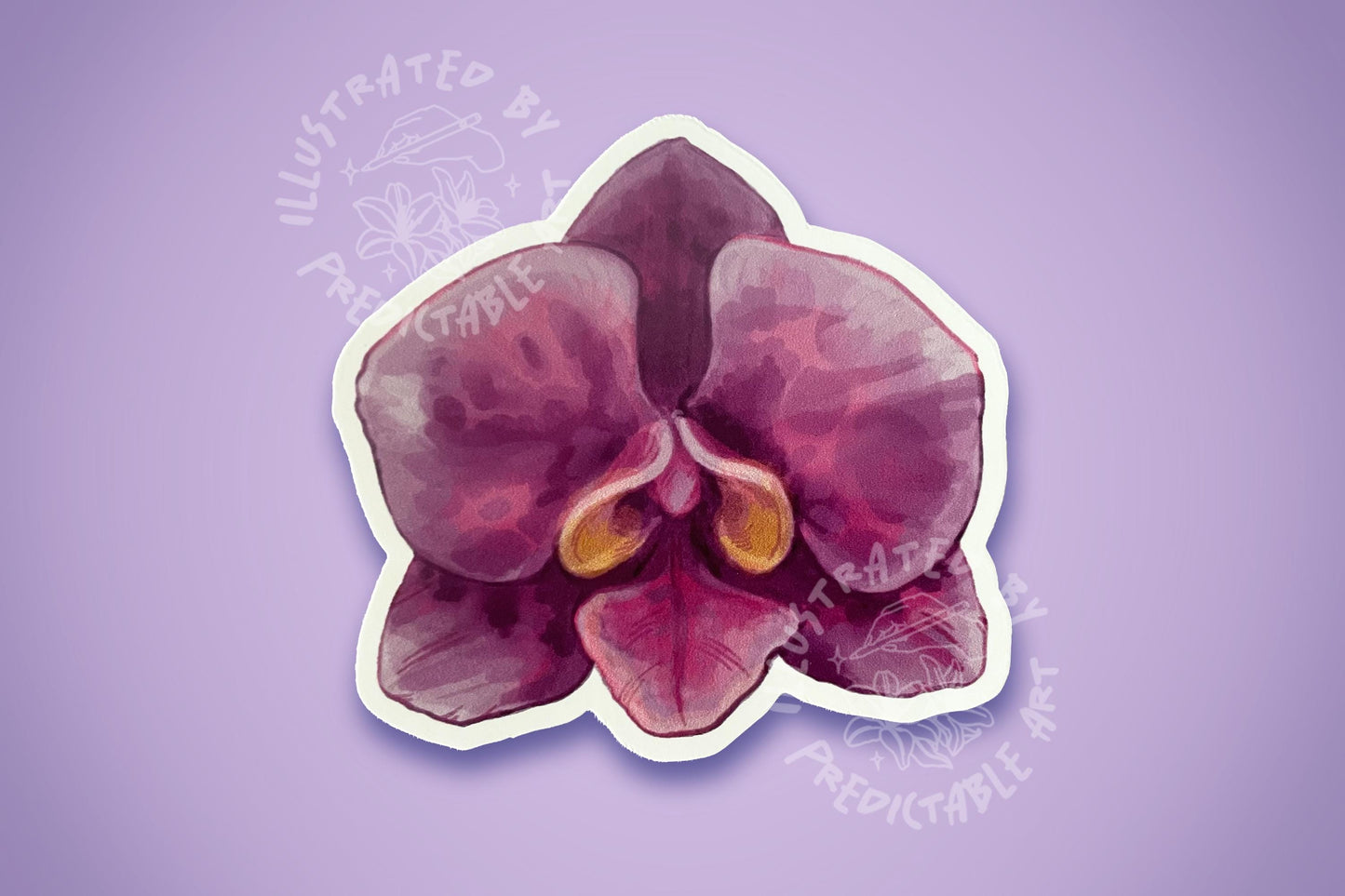 Purple Orchid Bloom | 3" Illustrated Matte Vinyl Sticker