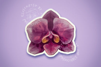 Purple Orchid Bloom | 3" Illustrated Matte Vinyl Sticker
