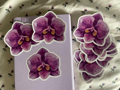 Purple Orchid Bloom | 3" Illustrated Matte Vinyl Sticker