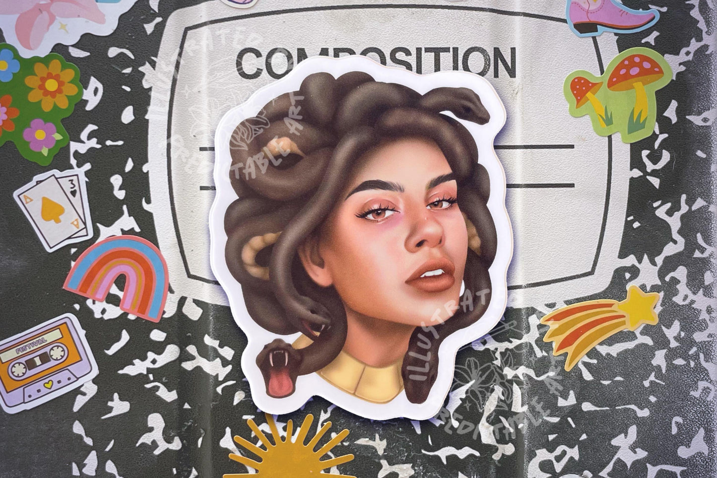 Medusa 3" Illustrated Matte Vinyl Sticker | Greek Mythology Illustration