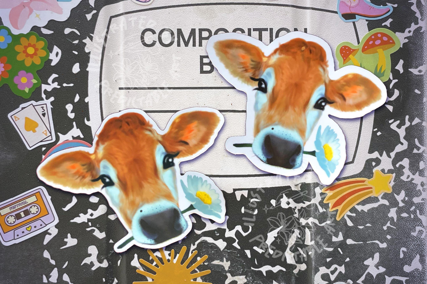Daisy Cow 3" Illustrated Vinyl Sticker | available in Shiny Gloss & Matte finish