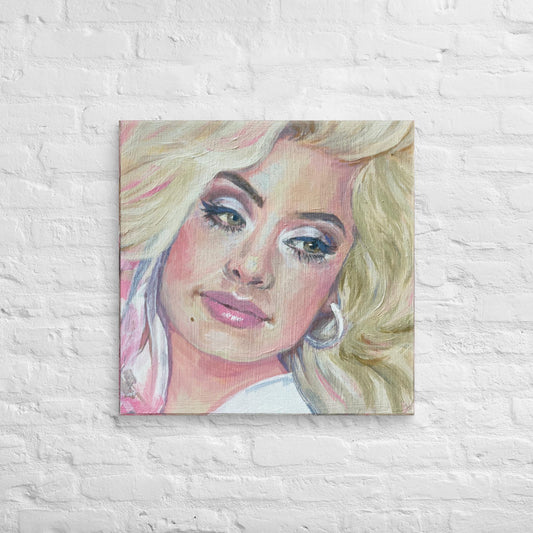 70s Dolly Portrait 1" Canvas Print | Pastel Wall Art & Retro Country Home Decor