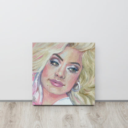 70s Dolly Portrait 1" Canvas Print | Pastel Wall Art & Retro Country Home Decor