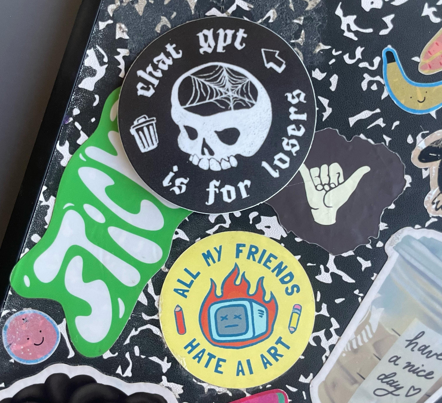 Chat GPT is for Losers | Illustrated Matte Vinyl Circle Sticker