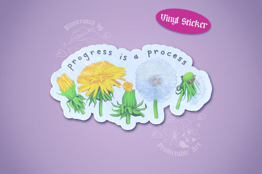 Progress is a Process | Dandelion Life Cycle Inspirational Matte Vinyl Sticker