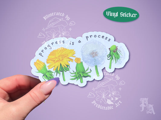Progress is a Process | Dandelion Life Cycle Inspirational Matte Vinyl Sticker