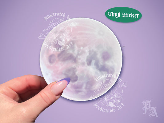 Pastel Full Moon Matte Vinyl Sticker | Original Artwork Illustration