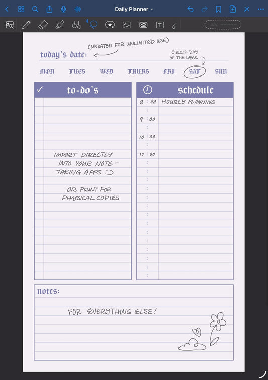 Lilac Daily Planner | Purple Minimal Undated Organizer