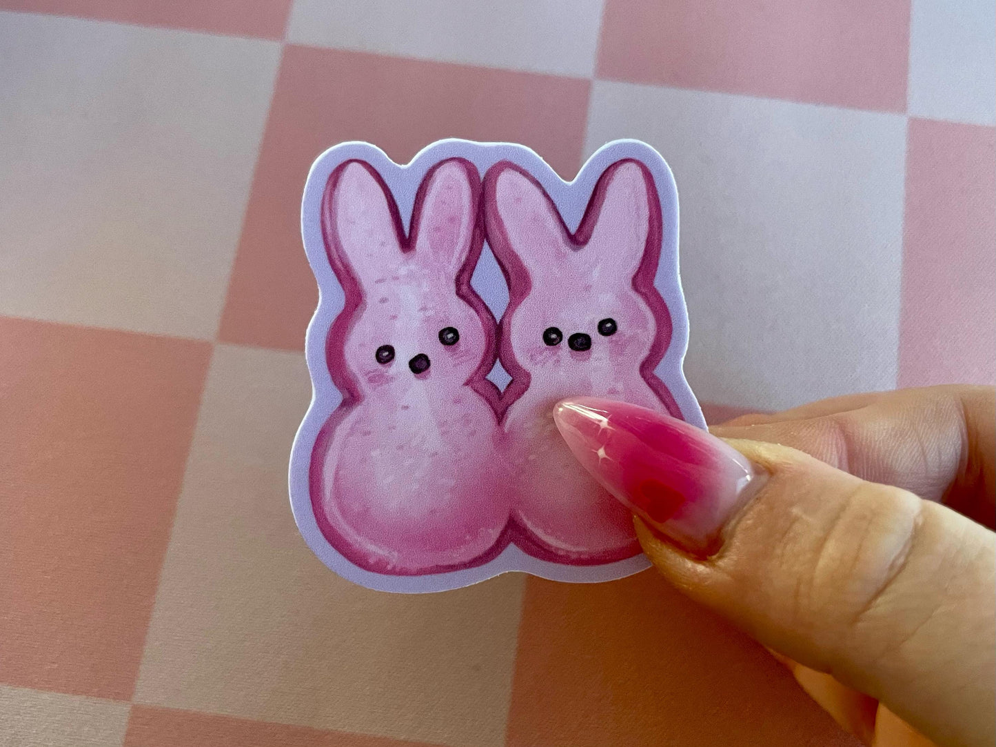 Marshmallow Bunny Peep Pals | 2" Illustrated Matte Vinyl Sticker & Laptop Decal