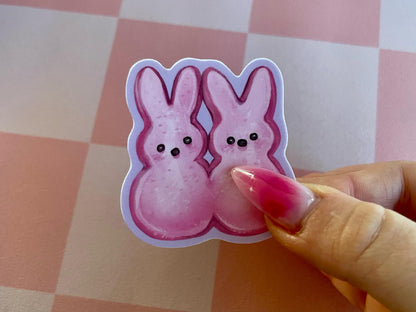 Marshmallow Bunny Peep Pals | 2" Illustrated Matte Vinyl Sticker & Laptop Decal