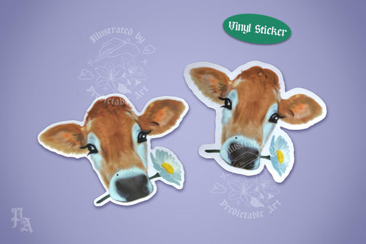 Daisy Cow 3" Illustrated Vinyl Sticker | available in Shiny Gloss & Matte finish