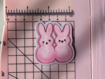 Marshmallow Bunny Peep Pals | 2" Illustrated Matte Vinyl Sticker & Laptop Decal