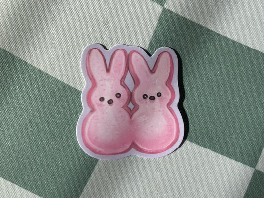 Marshmallow Bunny Peep Pals | 2" Illustrated Matte Vinyl Sticker & Laptop Decal