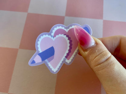 Pencil Pierced Heart | 2" Illustrated Matte Vinyl Sticker & Laptop Decal