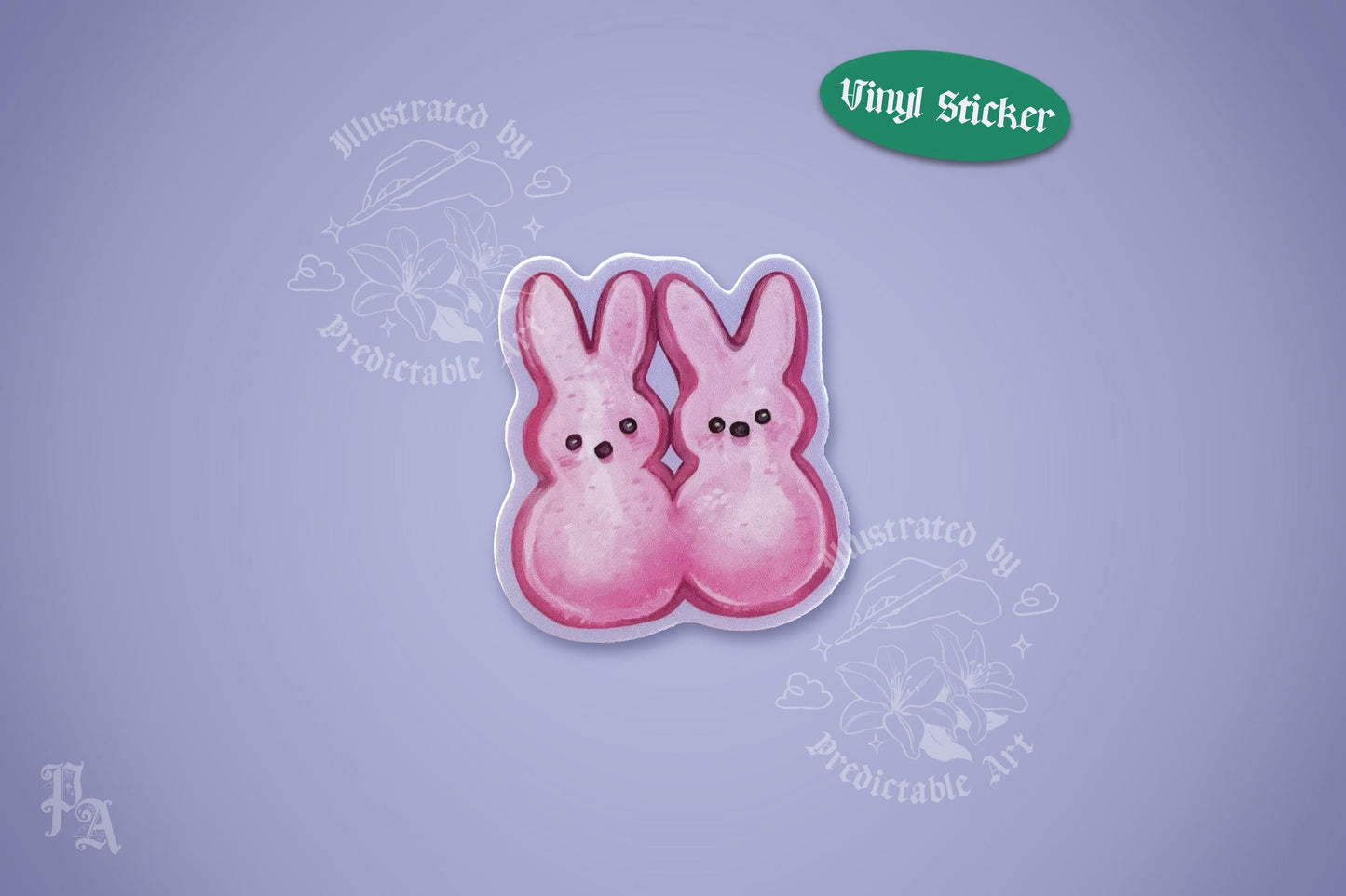 Marshmallow Bunny Peep Pals | 2" Illustrated Matte Vinyl Sticker & Laptop Decal
