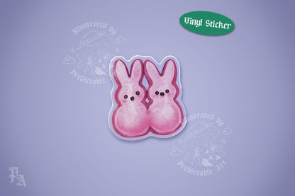 Marshmallow Bunny Peep Pals | 2" Illustrated Matte Vinyl Sticker & Laptop Decal