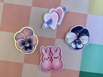 Marshmallow Bunny Peep Pals | 2" Illustrated Matte Vinyl Sticker & Laptop Decal