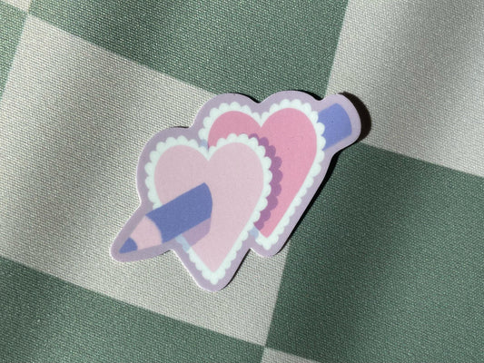 Pencil Pierced Heart | 2" Illustrated Matte Vinyl Sticker & Laptop Decal