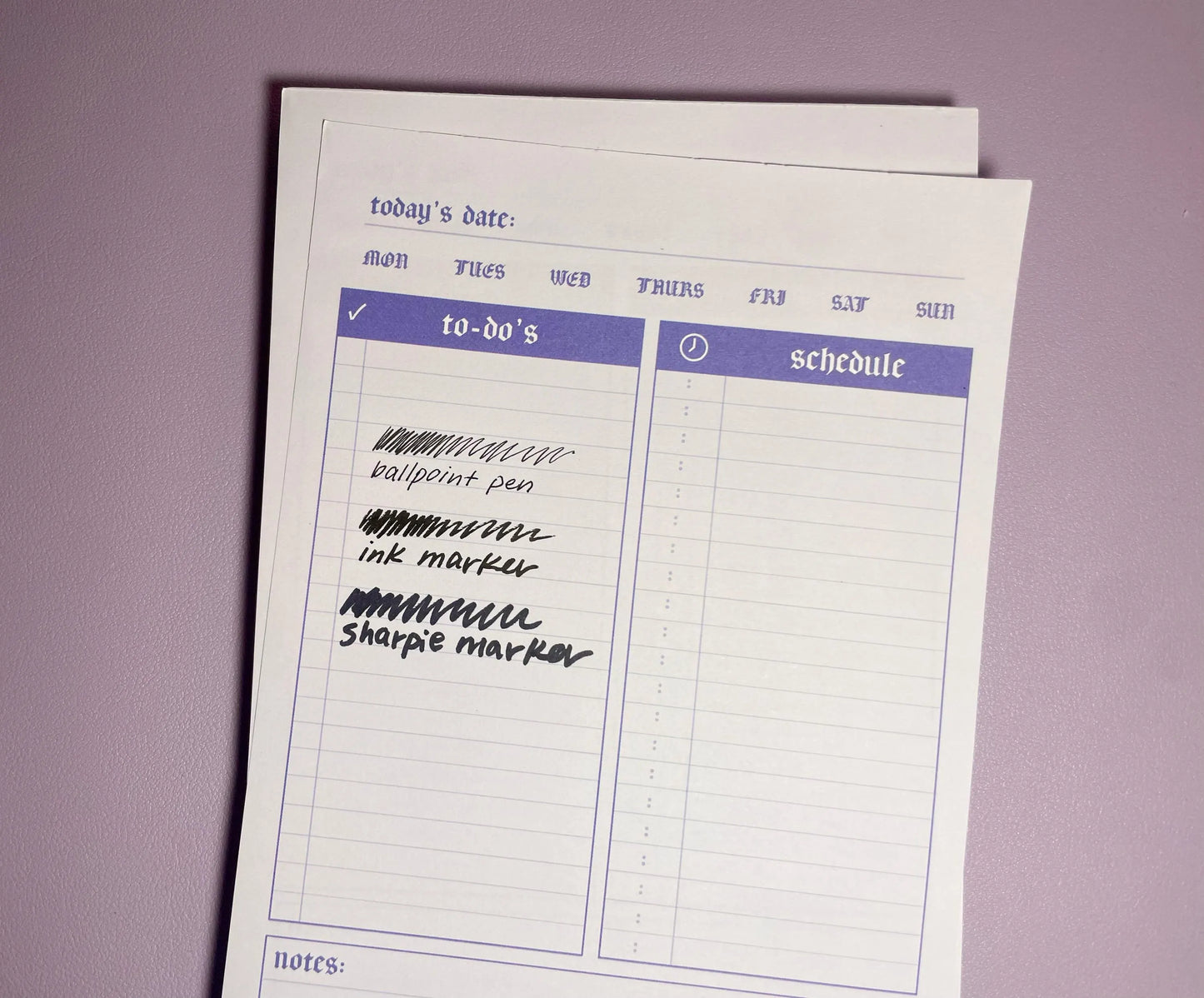 Lilac Daily Planner 5.5x8.5" | 100 Sheet Notepad | Purple Minimal Undated Desk Organizer
