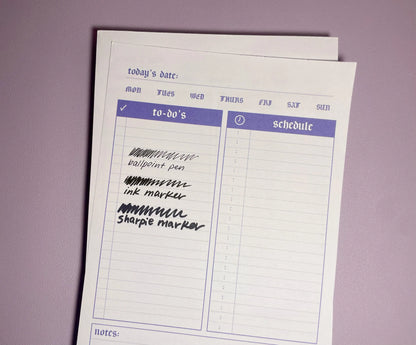 Lilac Daily Planner 5.5x8.5" | 100 Sheet Notepad | Purple Minimal Undated Desk Organizer